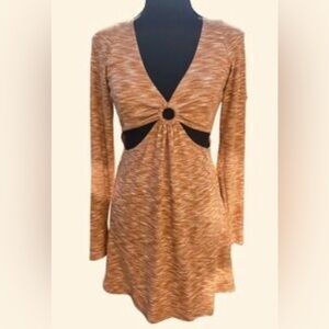 Hollister Tan Long Sleeve Dress with Ring Detail